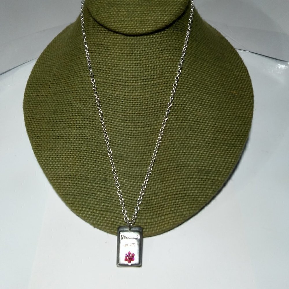 Women`s silver tone precious gems necklace.